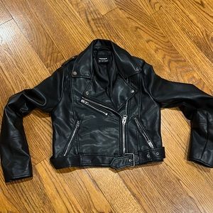 Black Faux Leather Biker Jacket